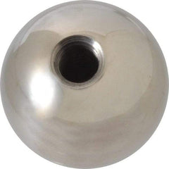 Gibraltar - 3/8-16 Thread, 1.38" Diam, Threaded Hole Ball Knob - Natural, Stainless Steel, Smooth Grip, 5/8" Hole Depth - USA Tool & Supply