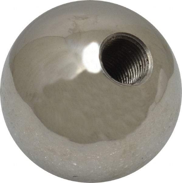 Gibraltar - 3/8-24 Thread, 1.38" Diam, Threaded Hole Ball Knob - Natural, Stainless Steel, Smooth Grip, 5/8" Hole Depth - USA Tool & Supply