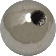 Gibraltar - 3/8-24 Thread, 1.38" Diam, Threaded Hole Ball Knob - Natural, Stainless Steel, Smooth Grip, 5/8" Hole Depth - USA Tool & Supply