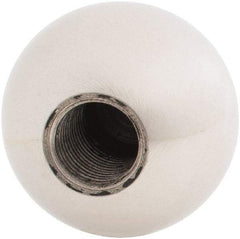 Gibraltar - 1/2-20 Thread, 1.38" Diam, Threaded Hole Ball Knob - Natural, Stainless Steel, Smooth Grip, 5/8" Hole Depth - USA Tool & Supply