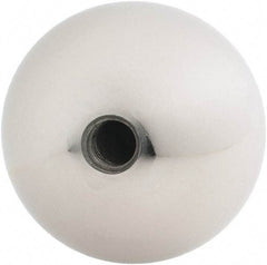 Gibraltar - 3/8-16 Thread, 1.88" Diam, Threaded Hole Ball Knob - Natural, Stainless Steel, Smooth Grip, 3/4" Hole Depth - USA Tool & Supply