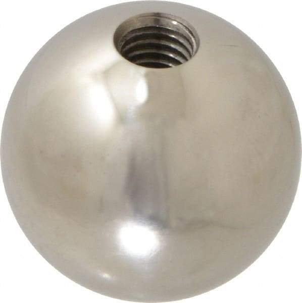 Gibraltar - 1/2-13 Thread, 1.88" Diam, Threaded Hole Ball Knob - Natural, Stainless Steel, Smooth Grip, 3/4" Hole Depth - USA Tool & Supply