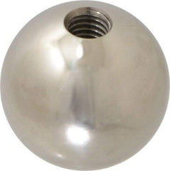 Gibraltar - 1/2-13 Thread, 1.88" Diam, Threaded Hole Ball Knob - Natural, Stainless Steel, Smooth Grip, 3/4" Hole Depth - USA Tool & Supply