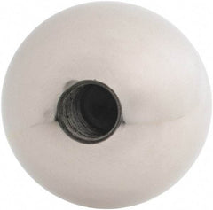 Gibraltar - 1/2-20 Thread, 1.88" Diam, Threaded Hole Ball Knob - Natural, Stainless Steel, Smooth Grip, 3/4" Hole Depth - USA Tool & Supply