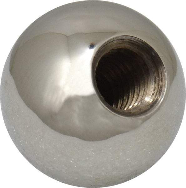 Gibraltar - 3/8-16 Thread, 1" Diam, Threaded Hole Ball Knob - Natural, Stainless Steel, Smooth Grip, 1/2" Hole Depth - USA Tool & Supply
