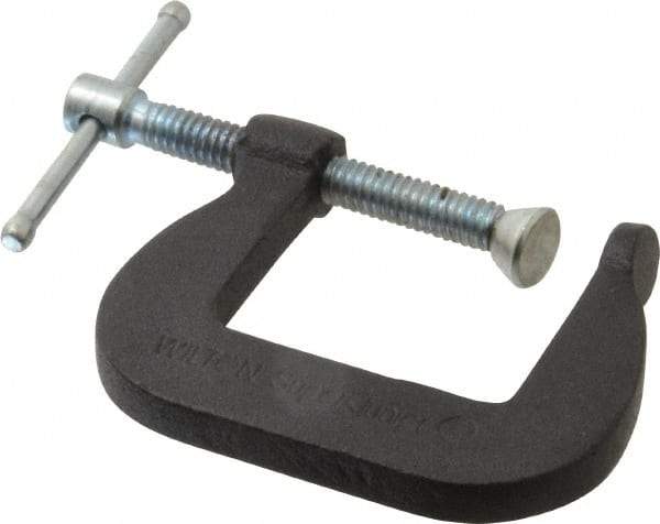 Wilton - Light-Duty 1-1/4" Max Opening, 1-1/4" Throat Depth, Forged Steel Standard C-Clamp - 800 Lb Capacity, 0" Min Opening, Standard Throat Depth, Steel Screw - USA Tool & Supply