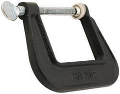 Wilton - Light-Duty 1-1/4" Max Opening, 1-1/4" Throat Depth, Ductile Iron Standard C-Clamp - 450 Lb Capacity, 0" Min Opening, Standard Throat Depth, Steel Screw - USA Tool & Supply