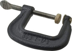 Hargrave - Light-Duty 1-1/4" Max Opening, 1-3/16" Throat Depth, Ductile Iron Standard C-Clamp - 550 Lb Capacity, 0" Min Opening, Standard Throat Depth, Steel Screw - USA Tool & Supply