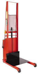 Wesco Industrial Products - 1,000 Lb Capacity, 60" Lift Height, Battery Powered Stacker - 5-3/4" Lowered Height, 15" Load Center, 24" Fork Length, 24" Overall Width - USA Tool & Supply