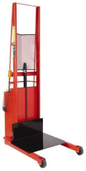 Wesco Industrial Products - 1,000 Lb Capacity, 80" Lift Height, Battery Powered Stacker - 5-3/4" Lowered Height, 15" Load Center, 24" Fork Length, 24" Overall Width - USA Tool & Supply