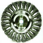 8" - Diameter Standard Twist Knot Wire Wheel; .014" Steel Fill; 3/4" Arbor Hole - USA Tool & Supply