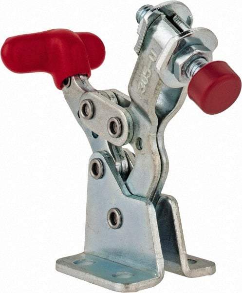 De-Sta-Co - 150 Lb Holding Capacity, Horizontal Handle, Manual Hold Down Toggle Clamp - 170° Handle Movement, 90° Bar Opening, U-Bar, Flanged Base, Electro-Plated Zinc, Carbon Steel - USA Tool & Supply