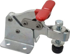 De-Sta-Co - 750 Lb Holding Capacity, Horizontal Handle, Manual Hold Down Toggle Clamp - 168° Handle Movement, 90° Bar Opening, U-Bar, Flanged Base, Electro-Plated Zinc, Carbon Steel - USA Tool & Supply