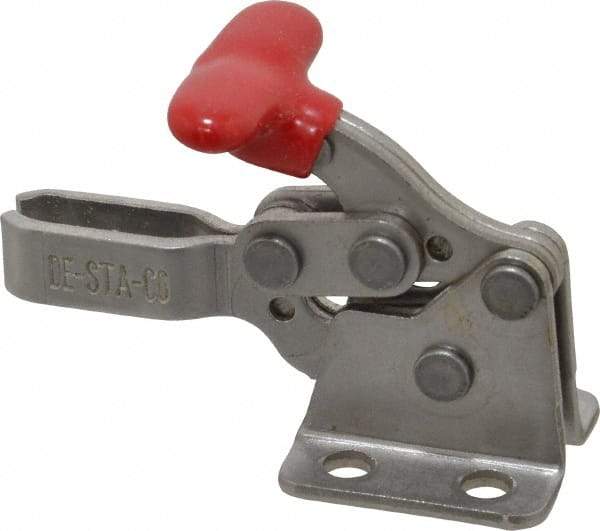 De-Sta-Co - 200 Lb Holding Capacity, Horizontal Handle, Manual Hold Down Toggle Clamp - 170° Handle Movement, 90° Bar Opening, U-Bar, Flanged Base, Electro-Plated Zinc, Stainless Steel - USA Tool & Supply