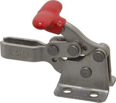 De-Sta-Co - 200 Lb Holding Capacity, Horizontal Handle, Manual Hold Down Toggle Clamp - 170° Handle Movement, 90° Bar Opening, U-Bar, Flanged Base, Electro-Plated Zinc, Stainless Steel - USA Tool & Supply