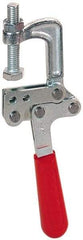 De-Sta-Co - 3558.58 N Load Capacity, 1.25" Throat Depth, 8.28" OAL, Stainless Steel, C Style Plier Clamp - 1.78" Max Jaw Capacity, 1/2-13 Spindle, 2.94" Open Throat Height, Red Handle, Spindle End - USA Tool & Supply