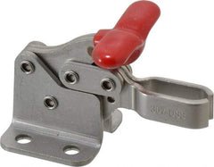 De-Sta-Co - 350 Lb Holding Capacity, Horizontal Handle, Manual Hold Down Toggle Clamp - 173° Handle Movement, 92° Bar Opening, U-Bar, Flanged Base, Electro-Plated Zinc, Stainless Steel - USA Tool & Supply