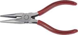 Proto - 5-9/16" OAL, 1-11/16" Jaw Length x 1/2" Jaw Width, Long Nose Side Cutting Chain Nose Pliers - Serrated Jaw, Needle Nose Head, Plastisol Handles, with Spring - USA Tool & Supply