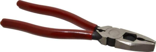 Proto - 8-3/8" OAL, 1-3/4" Jaw Length x 1-1/16" Jaw Width, Linesman's Pliers - Serrated Pipe Jaw, Flat Nose Head, Plastisol Handles - USA Tool & Supply