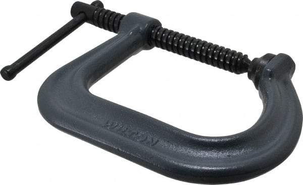 Wilton - Regular-Duty 4" Max Opening, 4" Throat Depth, Forged Steel Standard C-Clamp - 4,100 Lb Capacity, 0" Min Opening, Square Deep Throat - USA Tool & Supply