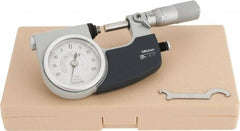 Mitutoyo - 0 to 1 Inch Range, 0.0001 Inch Graduation, Mechanical Indicating Micrometer - Accurate to 0.0001 Inch, Carbide-Tipped Measuring Face, Includes Fitted Plastic Case - USA Tool & Supply