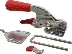 De-Sta-Co - 720 Lb Capacity, Horizontal, U Hook, Flanged Base, Carbon Steel Pull Action Latch Clamp - 1-3/4" Drawing Movement, 6.07" OAL, Threaded U Hook, Straight Handle - USA Tool & Supply