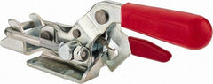 De-Sta-Co - 2,000 Lb Capacity, Horizontal, U Hook, Flanged Base, Carbon Steel Pull Action Latch Clamp - 2-1/2" Drawing Movement, 8.2" OAL, Threaded U Hook, Straight Handle - USA Tool & Supply