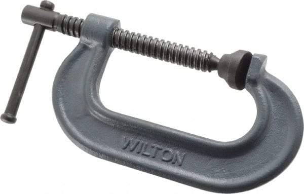 Wilton - Regular-Duty 3" Max Opening, 1-15/16" Throat Depth, Forged Steel Standard C-Clamp - 3,000 Lb Capacity, 0" Min Opening, Standard Throat Depth - USA Tool & Supply