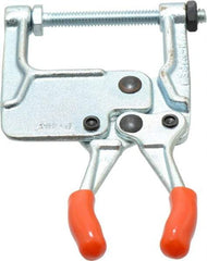 Lapeer - 181.44 Kg Load Capacity, 1-3/16" Throat Depth, 4-3/4" OAL, Carbon Steel, C Style Plier Clamp - 1-15/16" Max Jaw Capacity, 1/4-20 Spindle, 1.94" Open Throat Height, Orange Handle, Spindle End - USA Tool & Supply