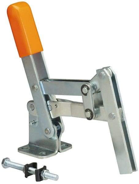 Lapeer - 400 Lb Holding Capacity, Vertical Handle, Manual Hold Down Toggle Clamp - 65° Handle Movement, 120° Bar Opening, U-Bar, Flanged Base, Carbon Steel - USA Tool & Supply