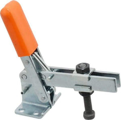Lapeer - 100 Lb Holding Capacity, Vertical Handle, Manual Hold Down Toggle Clamp - 63° Handle Movement, 95° Bar Opening, U-Bar, Flanged Base, Carbon Steel - USA Tool & Supply