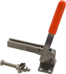 Lapeer - 200 Lb Holding Capacity, Vertical Handle, Manual Hold Down Toggle Clamp - 60° Handle Movement, 110° Bar Opening, U-Bar, Flanged Base, Stainless Steel - USA Tool & Supply