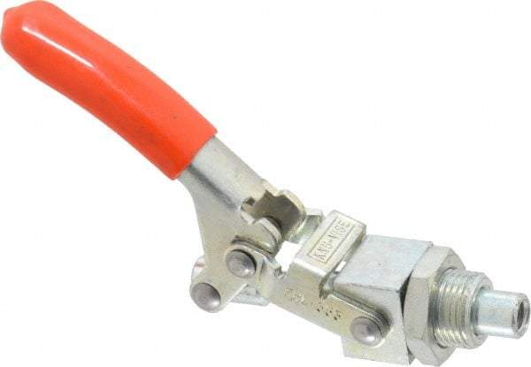 Lapeer - 350 Lb Load Capacity, Mounting Plate Base, Carbon Steel, Standard Straight Line Action Clamp - 7/16" Plunger Diam, Straight Handle - USA Tool & Supply