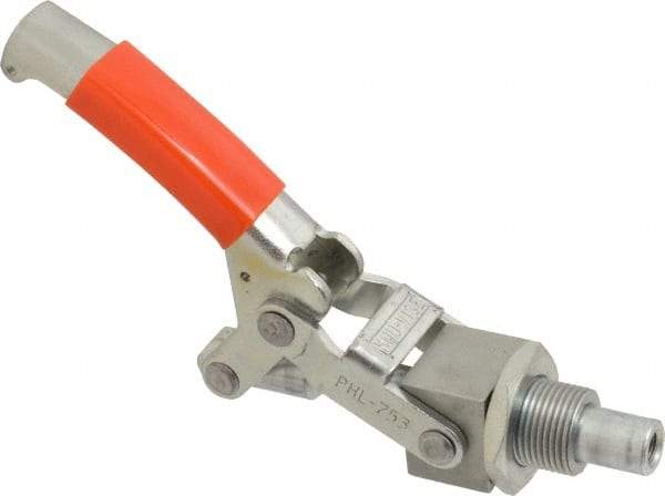 Lapeer - 750 Lb Load Capacity, Mounting Plate Base, Carbon Steel, Standard Straight Line Action Clamp - 5/8" Plunger Diam, Straight Handle - USA Tool & Supply