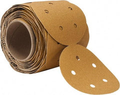 3M - 5" Diam, 80 Grit Aluminum Oxide Adhesive PSA Disc - Medium Grade, Gold, F Weighted Backing, Flexible, Use with Random Orbital Sanders - USA Tool & Supply
