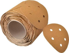 3M - 5" Diam, 60 Grit Aluminum Oxide Adhesive PSA Disc - Medium Grade, Gold, F Weighted Backing, Flexible, Use with Random Orbital Sanders - USA Tool & Supply