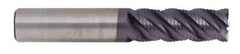 Kennametal - 1/4" Diam, 3/8" LOC, 3 Flute Solid Carbide 0.03" Corner Radius Roughing End Mill - AlTiN Finish, 2" OAL, 1/4" Shank Diam, Single End, Centercutting, 40° Helix - USA Tool & Supply