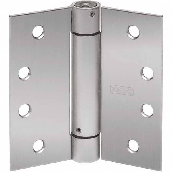 Stanley - 4-1/2" Long x 4-1/2" Wide Grade 1 304 Stainless Steel Full Mortise Spring Commercial Hinge - USA Tool & Supply