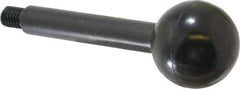 Gibraltar - 3/8-16 Stem, 1-3/8" Knob Diam, 1/2" Shaft Diam, Gear Lever Arm with Ball Knob - 1/2" Thread Length, 4" Handle Length, Carbon Steel Shaft, Plastic Knob - USA Tool & Supply