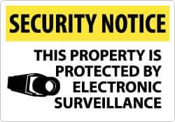 NMC - "Security Notice - This Property Is Protected by Electronic Surveillance", 14" Long x 20" Wide, Rigid Plastic Safety Sign - Rectangle, 0.05" Thick, Use for Security & Admittance - USA Tool & Supply