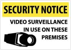 NMC - "Security Notice - Video Surveillance in Use on These Premises", 14" Long x 20" Wide, Aluminum Safety Sign - Rectangle, 0.04" Thick, Use for Security & Admittance - USA Tool & Supply