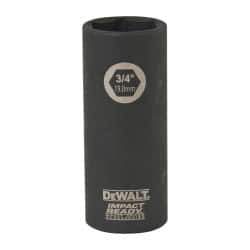 DeWALT - 3/8" Drive 3/4" Deep Impact Socket - 6 Points, 2-1/2" OAL - USA Tool & Supply