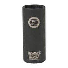 DeWALT - 3/8" Drive 3/4" Deep Impact Socket - 6 Points, 2-1/2" OAL - USA Tool & Supply