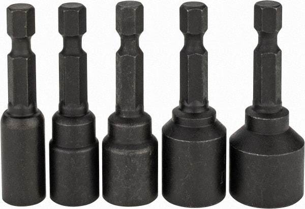 DeWALT - 5 Piece, Magnetic Nutsetter - 1/4 to 1/2" Hex, 1/4" Hex Drive - USA Tool & Supply