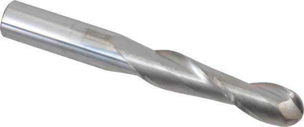 Niagara Cutter - 1/2" Diam, 2" LOC, 2 Flute Solid Carbide Ball End Mill - Uncoated, Single End, 4" OAL, 1/2" Shank Diam, Spiral Flute - USA Tool & Supply