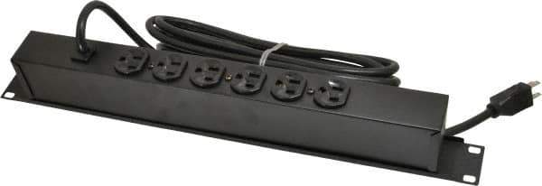 Wiremold - 6 Outlets, 120 Volts, 15 Amps, 15' Cord, Power Outlet Strip - 1 Circuits, Rack Mount, 5-15P NEMA Configuration, 19" Strip, cULus, UL Listed File 1449 - USA Tool & Supply