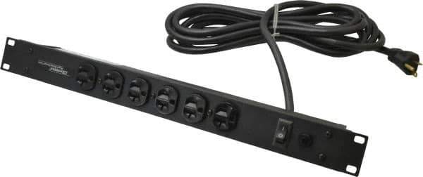 Wiremold - 6 Outlets, 120 Volts, 20 Amps, 15' Cord, Power Outlet Strip - Rack Mount, 6 Front NEMA Configuration, 19" Strip, cULus Recognized - USA Tool & Supply