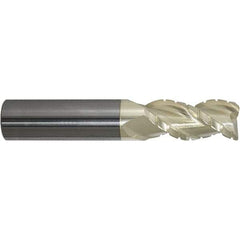 ProMax - 11/32" Diam, 5/8" LOC, 3 Flute Solid Carbide Roughing & Finishing Corner Radius End Mill - ZrN Finish, 2" OAL, 3/8" Shank Diam, Straight Shank, 40° Helix, Centercutting, Stub Length - USA Tool & Supply