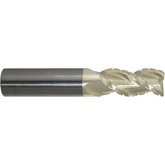 ProMax - 3/8" Diam, 7/8" LOC, 3 Flute Solid Carbide Roughing & Finishing Corner Radius End Mill - ZrN Finish, 2-1/2" OAL, 3/8" Shank Diam, Weldon Shank, 40° Helix, Centercutting, Regular Length - USA Tool & Supply