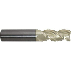 ProMax - 5/8" Diam, 1-1/4" LOC, 3 Flute Solid Carbide Roughing & Finishing Corner Radius End Mill - ZrN Finish, 3-1/2" OAL, 5/8" Shank Diam, Weldon Shank, 40° Helix, Centercutting, Regular Length - USA Tool & Supply